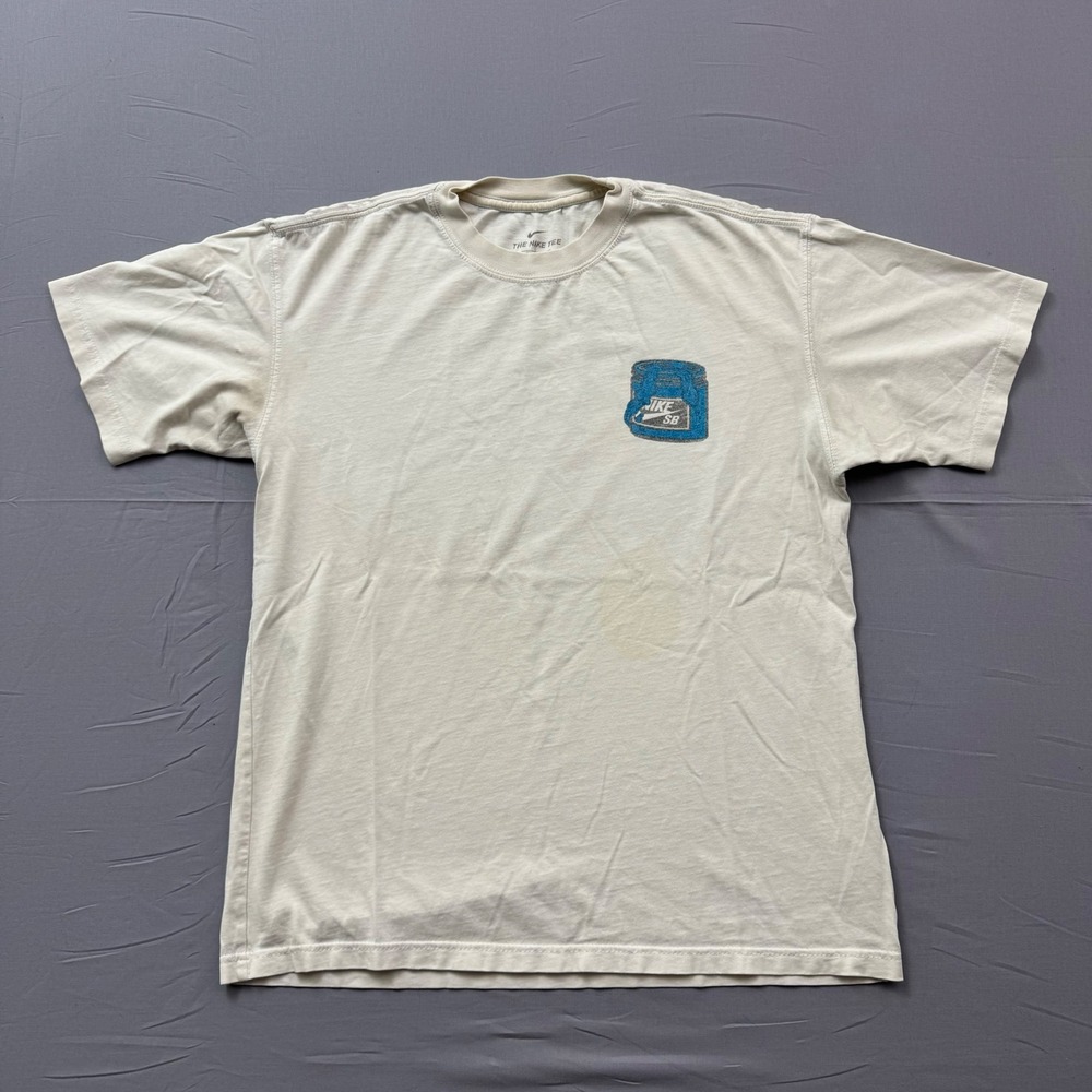 Nike SB Paint Jars Graphic T-Shirt Mens Small Cream‎ Short Sleeve Skate Tee